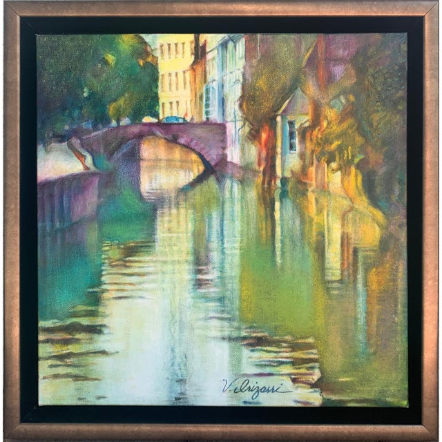 Lovely original oil painting of the River Seine, France. Painting depicts a moment in time on an afternoon day,. Oil...