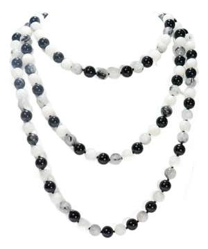 61" Tiffany & Co Paloma Picasso Moonstone, Quartz & Onyx Beaded Necklace