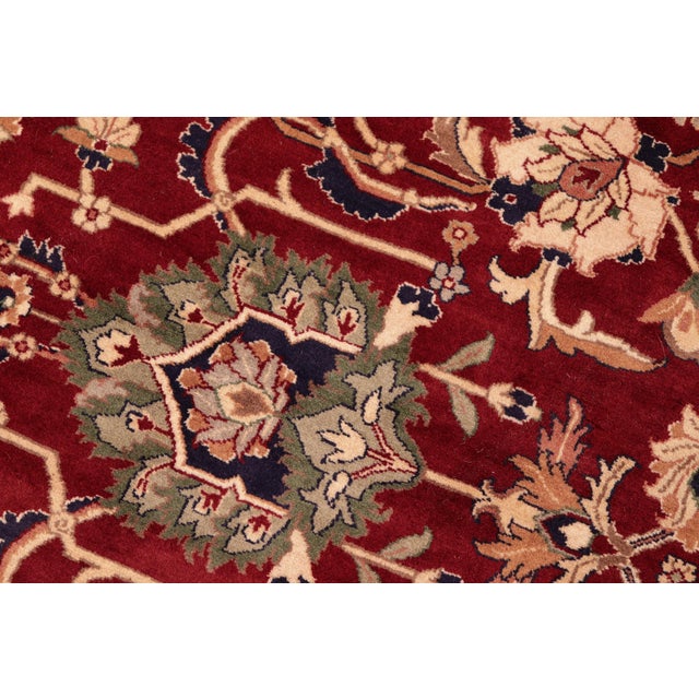 Shabby Chic Shabby Chic Floral 1990's Pak-Persian Red/Blue Wool Rug - 6'1'' X 8'9'' For Sale - Image 3 of 9