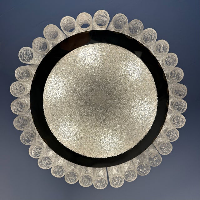 1960s Mid-Century Space Age Ice Glass Ceiling Lamp and Wall Lamps from Doria Leuchten, Germany, 1960s, Set of 3 For Sale - Image 5 of 18