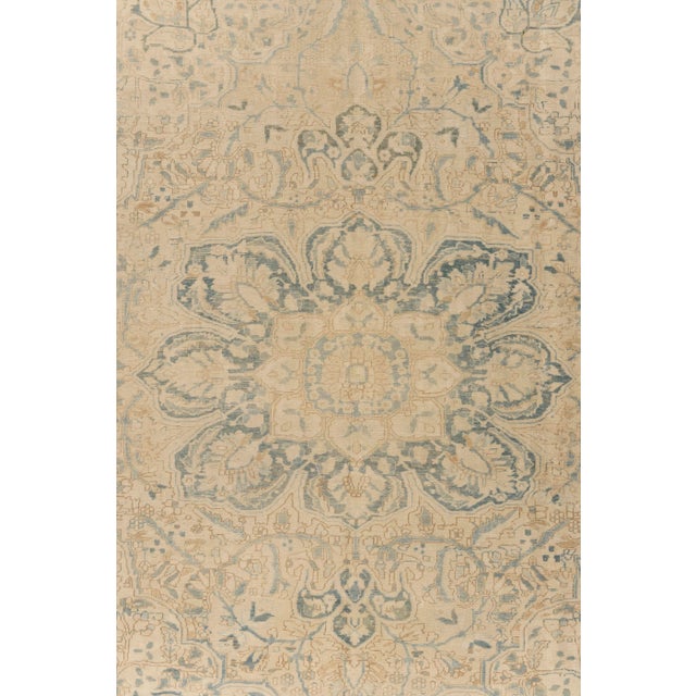 White Vintage Circa 1940 Ivory Heriz Hand Knotted Rug, 9'11 X 13'9 For Sale - Image 8 of 10