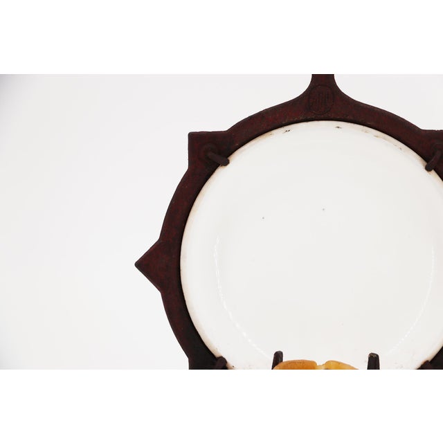 Metal Exquisite Cast Iron Chamberstick With Porcelain Reflector, French, 19th Century For Sale - Image 7 of 17