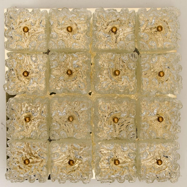 Large Thick Textured Glass Ceiling Flushmount from Kaiser, 1960s For Sale - Image 9 of 18
