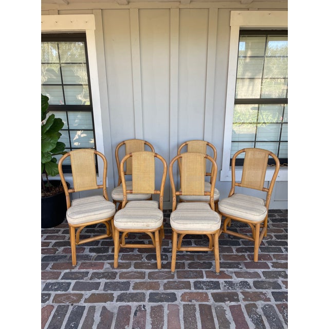 Vintage Rattan Dining Chairs With bed Backing Set of 6 Chairish