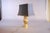 1970s Gold-Toned Owl Table Lamp with Black Shade attributed to Loevsky & Loevsky, 1960s For Sale - Image 5 of 5