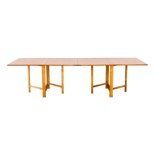 Signed Bruno Mathsson "Maria" Folding Flap Teak Expandable Dining Table, 1960s For Sale