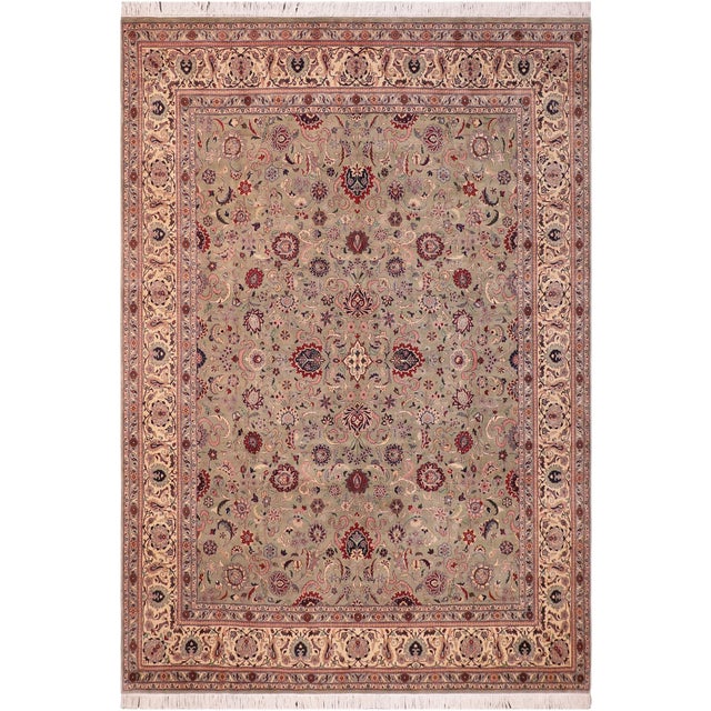 Elegant 1990's Green/Beige Wool Rug - 8'1'' X 10'4'' For Sale - Image 9 of 9