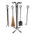 20th Century Forged and Hammered Iron Fireplace Stand With Tools Set For Sale