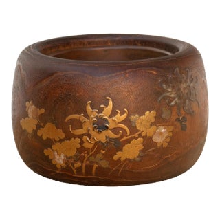 Large Antique Japanese Inlay Wood Hibachi Platter For Sale