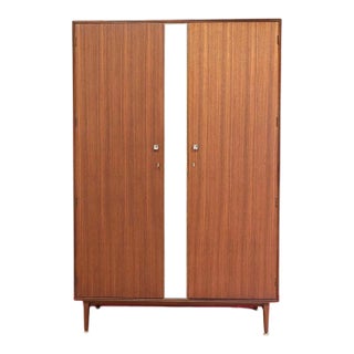 Mid Century Modern Vintage Teak Armoire Wardrobe by Meredew Danish Style For Sale