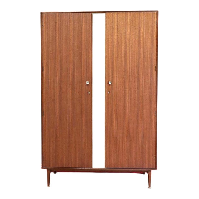 Mid Century Modern Vintage Teak Armoire Wardrobe by Meredew Danish Style For Sale