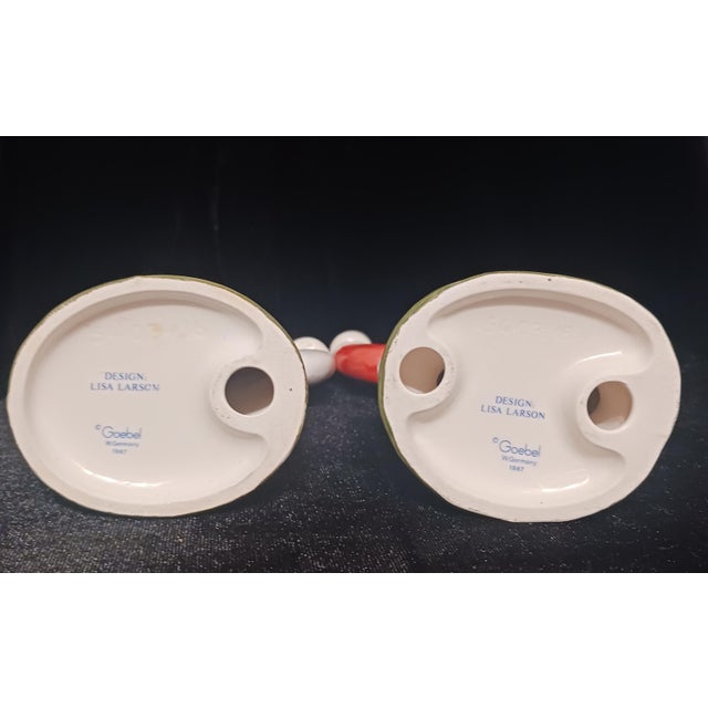 Vintage 1987 Lisa Larson for Goebel Santa & Mrs. Claus Porcelain Candleholder Pair For Sale In Tampa - Image 6 of 6