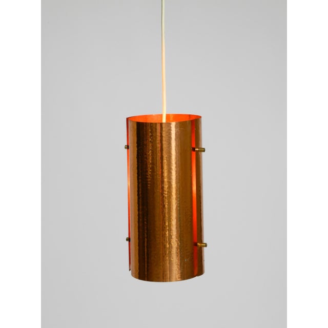 Mid-Century Tube Pendant Lamps with Two Copper Shades, 1950s, Set of 2 For Sale - Image 12 of 18