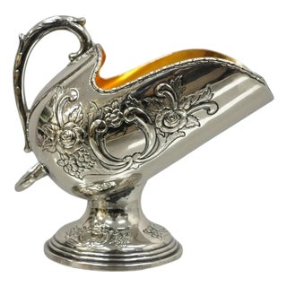 Vintage Raimond Victorian Silver Plated Copper Pedestal Sugar Scuttle Bowl For Sale