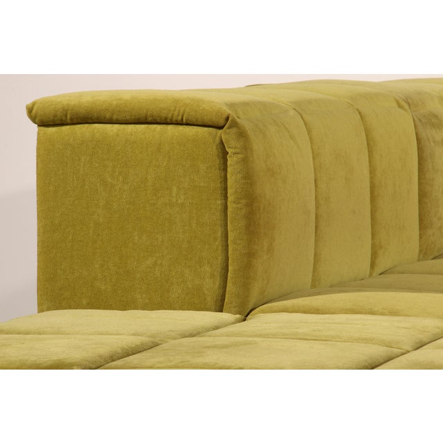 Modular Sofa in Lime Velvet, 1970s, Set of 9 For Sale - Image 11 of 12