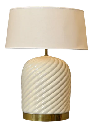 Mid-Century Modern Ceramic & Brass Table Lamp by Tommaso Barbi, Italy
