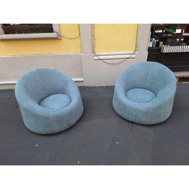 Set of Vintage Tub Chairs in Light Blue Bouclé Fabric, 2000s For Sale - Image 13 of 13