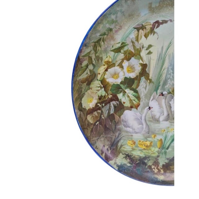 French Large 19th Century French Faience Platter Swans Creil & Montereau For Sale - Image 3 of 6