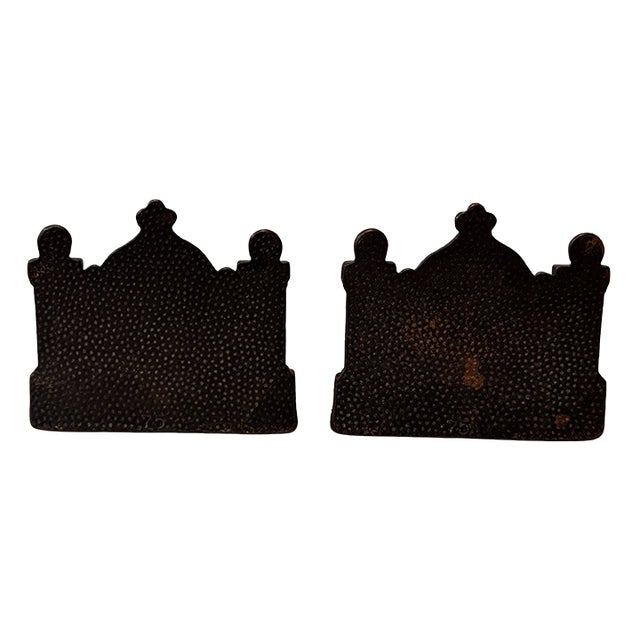 Metal Antique Cast Iron Sleeping Dog Manor Gate Bookends (A Pair) For Sale - Image 7 of 16