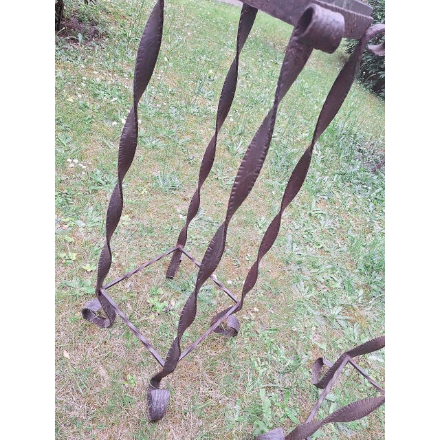 Brutalist Garden Columns in Wrought Iron and Veined Marble, Set of 2 For Sale - Image 10 of 16