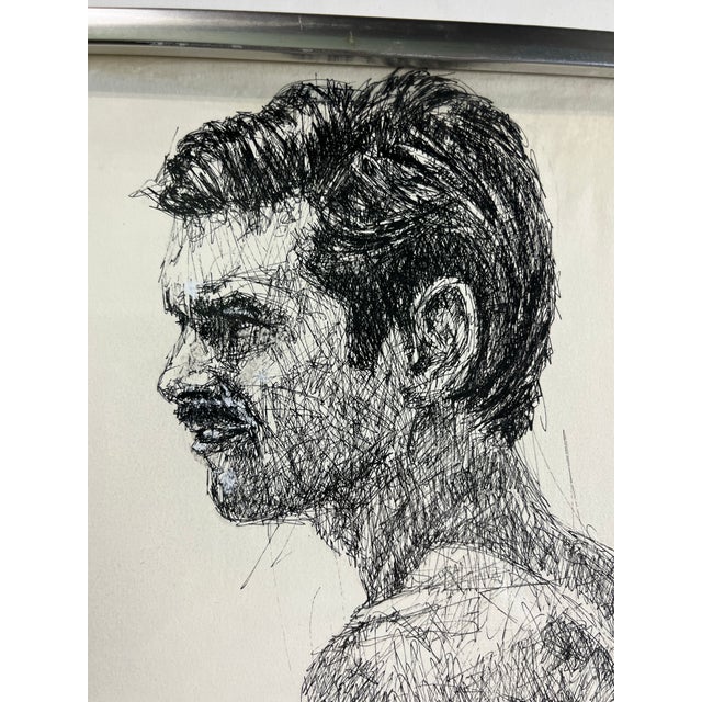 Vintage Pen and Ink Beach Scene Bill Cantwell For Sale - Image 4 of 8