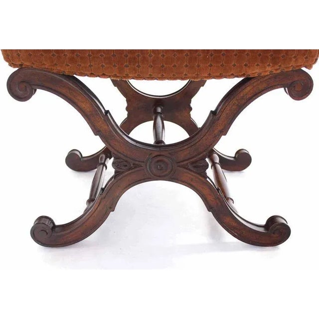 Vintage Mid Century Decorative X-Base Bench For Sale - Image 4 of 8