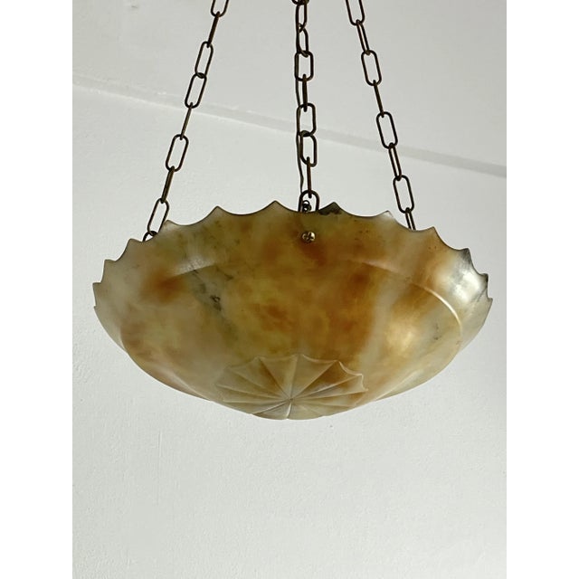 Beige Mid-Century Art Deco Pendant in Alabaster, 1940s For Sale - Image 8 of 13