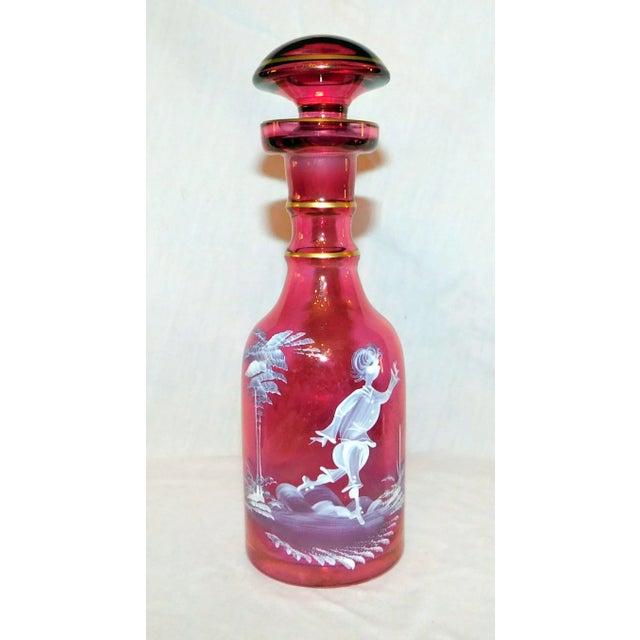 Red Late 19th Century Mary Gregory Victorian Glass Decanter For Sale - Image 8 of 8