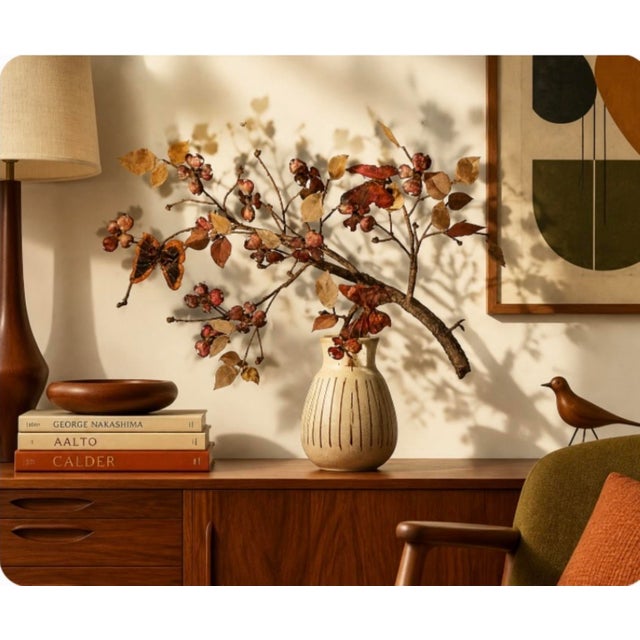 Mid-Century Modern Brutalist Copper and Brass Tree Branch Wall Sculpture, Circa 1960s For Sale - Image 12 of 12