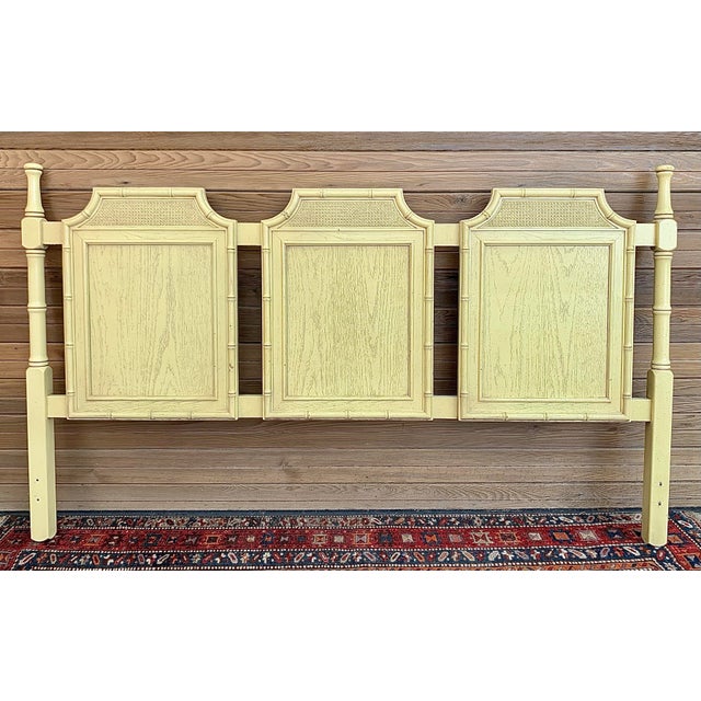 Vintage 1970s Faux Bamboo Chinoiserie ‘Henry Link Bali Hai’ King Headboard For Sale - Image 11 of 11