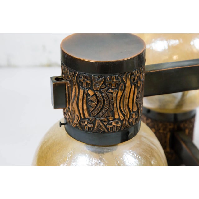 Handmade Copper Chandelier with Glass Bulbs, 1970s For Sale - Image 6 of 9