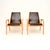 A stunning pair of vintage Swedish leather Lamino armchairs by Yngve Ekstrom. They were made in Sweden by Swedese, they...