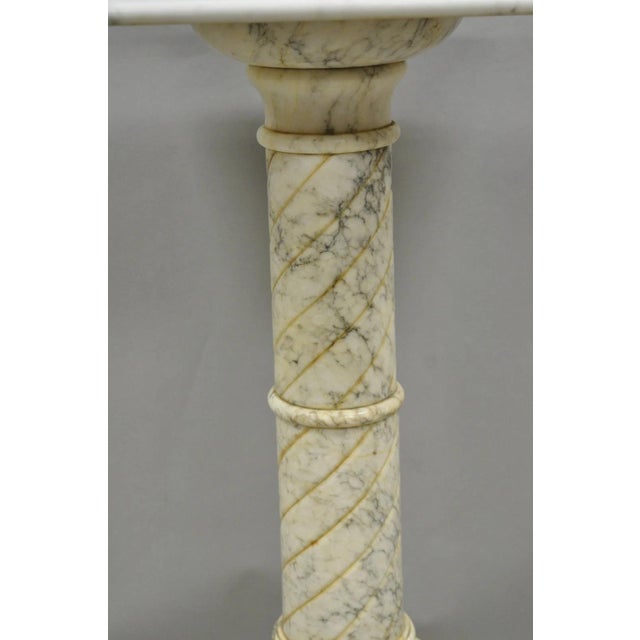 Vintage Italian Classical Carved Marble Column Form Square Top Pedestal Stand For Sale In Philadelphia - Image 6 of 13