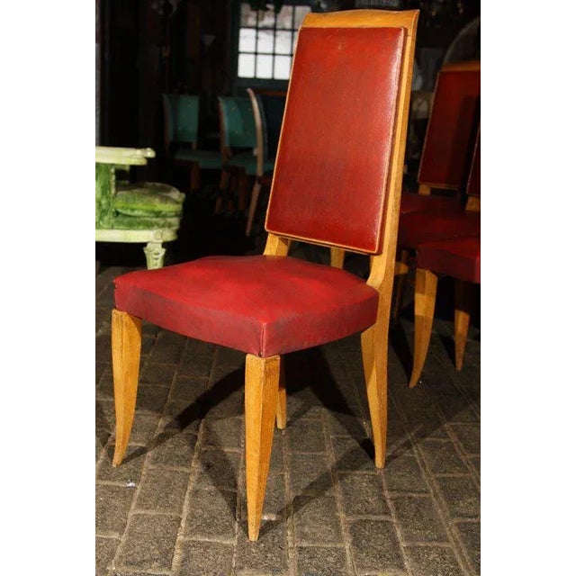 French Set of Four Red French Chairs For Sale - Image 3 of 5