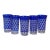 Late 20th Century Bohemian Blue Cut to Clear Crystal Polka Dot Shot Glasses Tumblers - Set of 5 For Sale