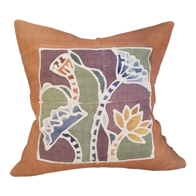 Hand Woven Floral Batik Hill Tribe Pillow For Sale
