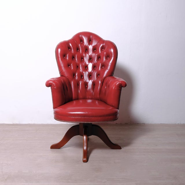 Vintage Chesterfield-Style Swivel Office Chair, 1960s For Sale - Image 18 of 18