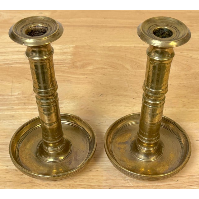 Pair of Russian Empire Brass Candlesticks with Drip Basins, circa 1790–1835 For Sale In West Palm - Image 6 of 13