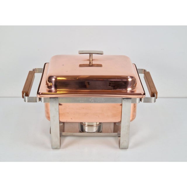 Vintage Copper-Plated Stainless Steel Spring Chafing Dish, Switzerland, 1980s For Sale - Image 3 of 18
