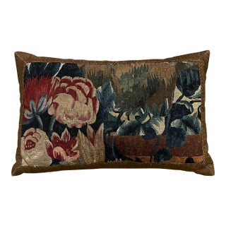 Antique 18th Century French Aubusson Verdure Tapestry Pillow For Sale