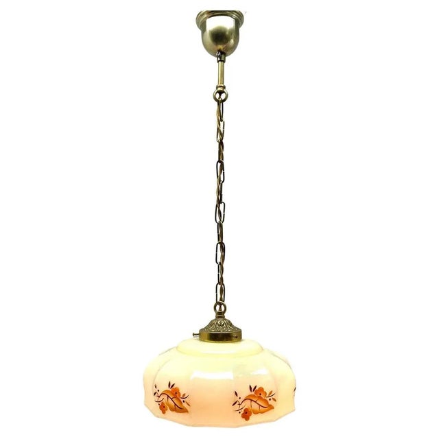 Art Deco Ceiling Lamp with Scailmont Belgian Glass Shade, 1930s For Sale - Image 11 of 12