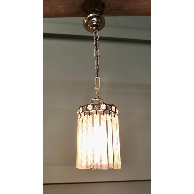 1920s French Art Deco Etched Glass Ceiling Pendants, 1925, Set of 2 For Sale - Image 5 of 8