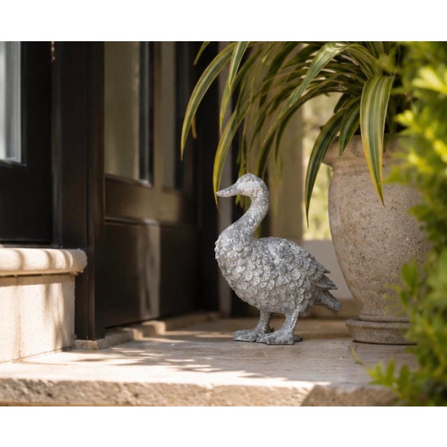 Gray Vintage Country Style Cast Iron Duck Garden Statue For Sale - Image 8 of 12