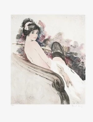 1998 Bernard Charoy Elégante Au Collier De Perles Lithograph