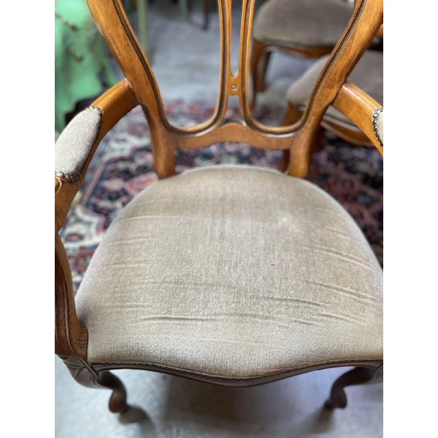 Vintage Italian Walnut Veneer Dining Chairs, Set of 6 For Sale - Image 4 of 7