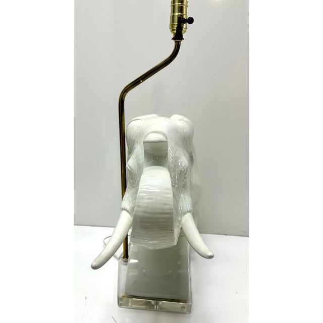 Ceramic Hollywood Regency Porcelain Elephant Sculptural Lamp For Sale - Image 7 of 9