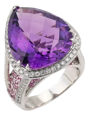 Sonia B Bitton Diamond Amethyst Pink Sapphires 18k White Gold Ring, Size 6