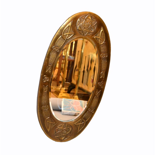 Arts And Crafts Celtic Knot Design Oval Bronze Wall Mirror From