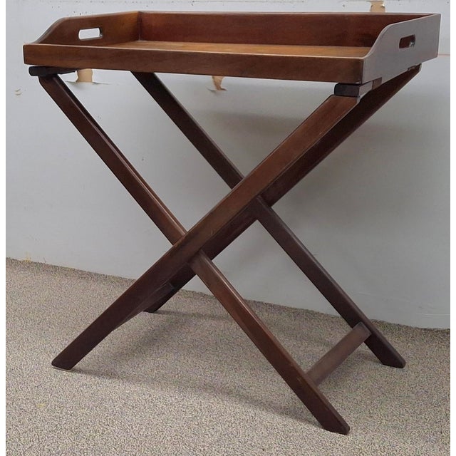 Brown Early 20th Century English Regency Walnut Butler's Serving Tray Table For Sale - Image 8 of 10