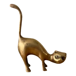 Mid 20th Century Brass Cat Figurine